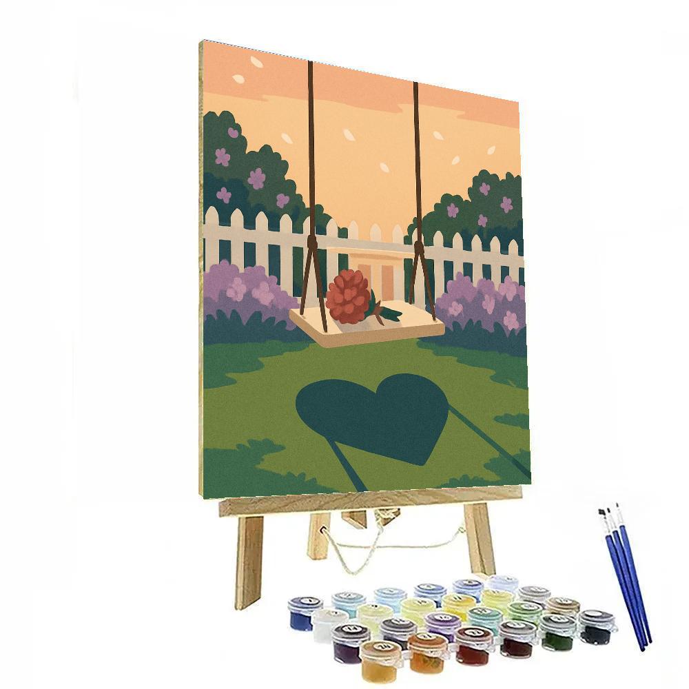 Valentines Day Garden Swing Heart Shadow painting number kit