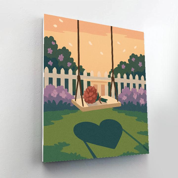 Valentines Day Garden Swing Heart Shadow painting number kit