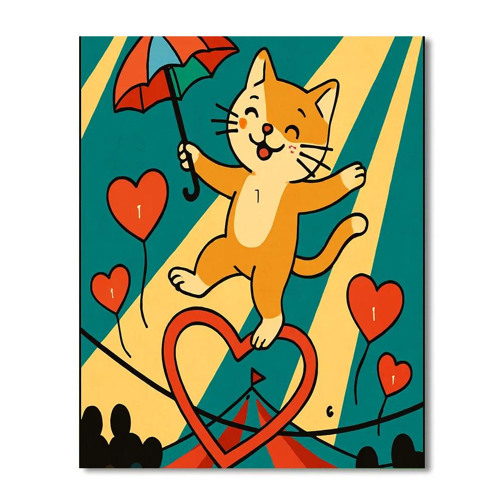 Valentines Day Circus Heart Tightrope Paint by numbers kits