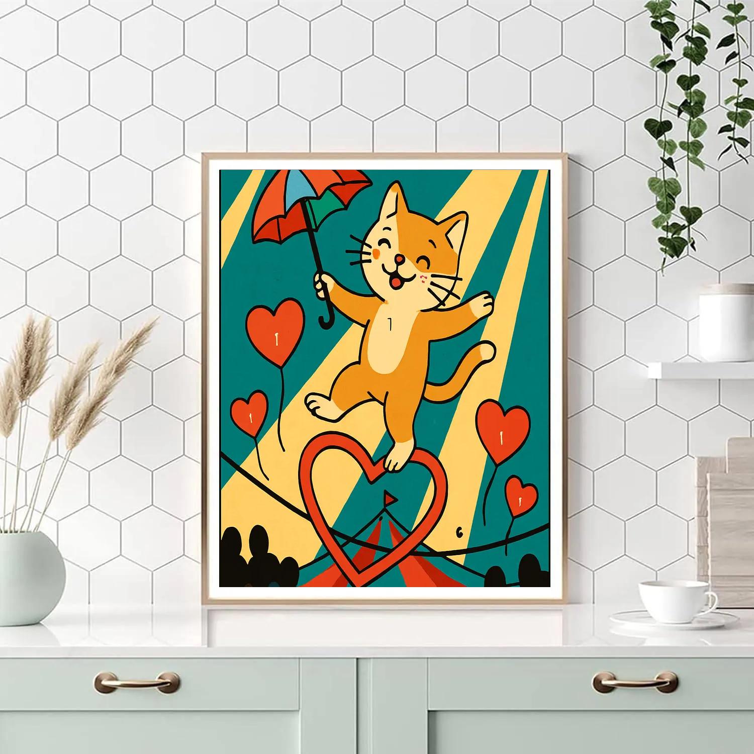 Valentines Day Circus Heart Tightrope Paint by numbers kits