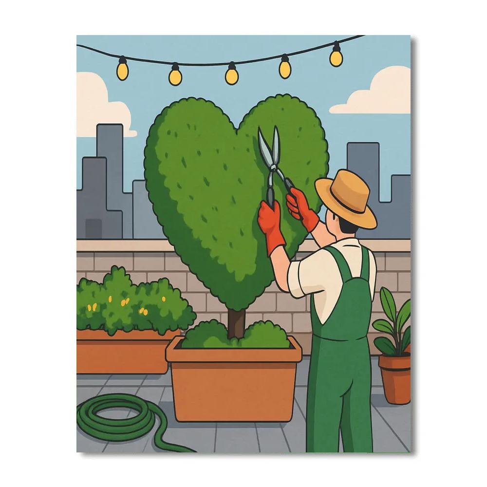 Valentines Day Rooftop Garden Heart Topiary paint by color