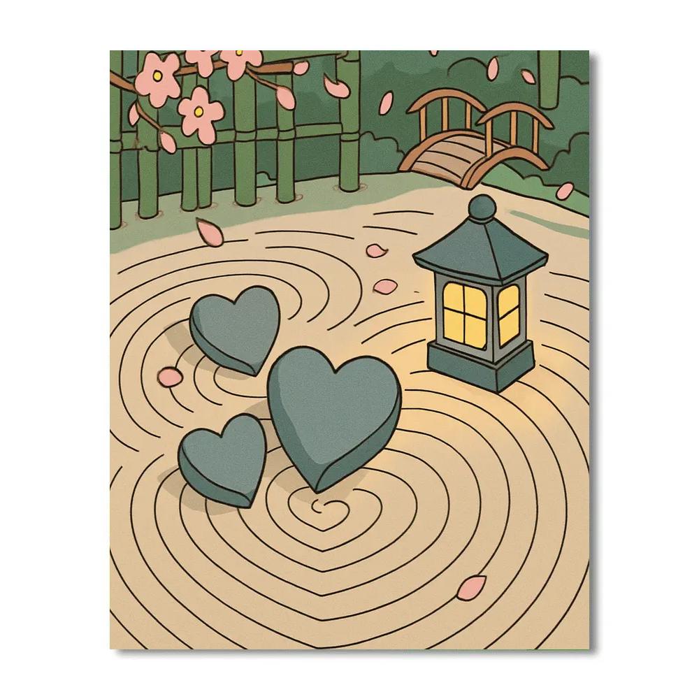 Valentines Day Garden Of Heart Shaped Stones paint by color