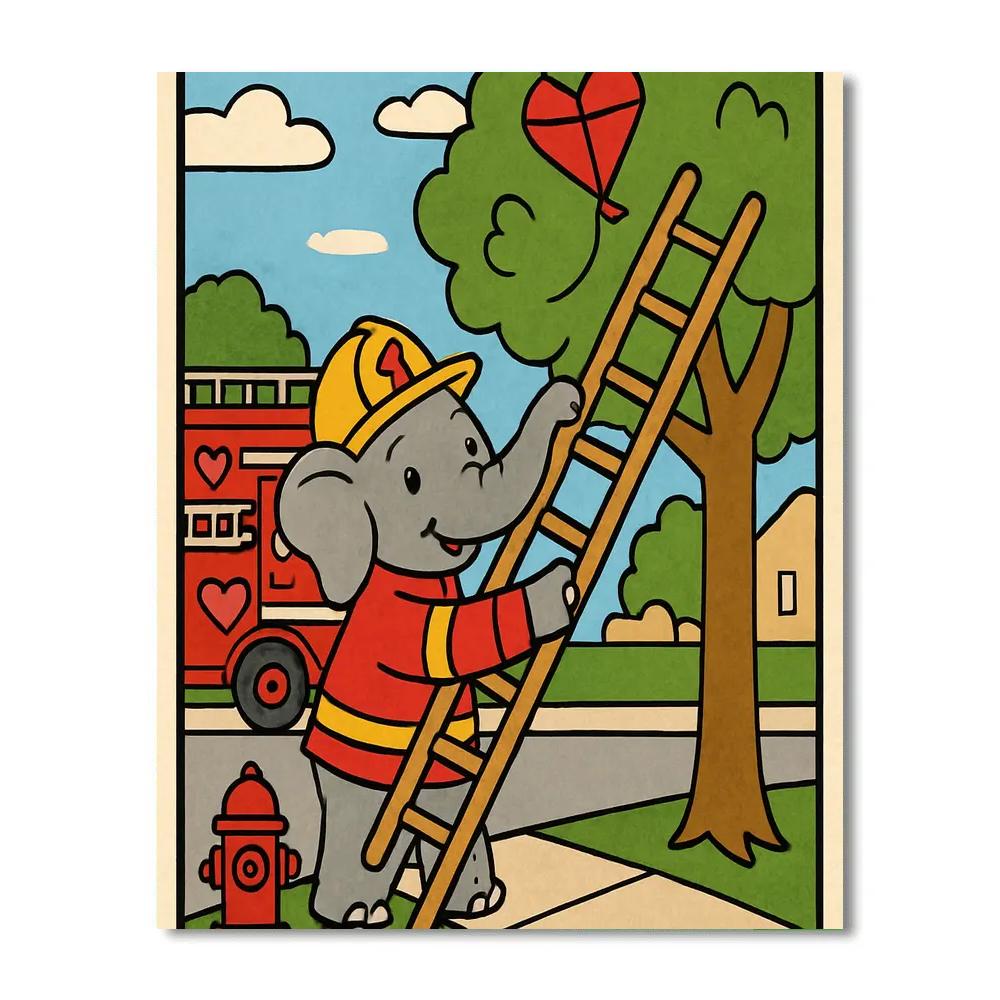 Valentines Day Fire Station Heart Rescue Paint by numbers art