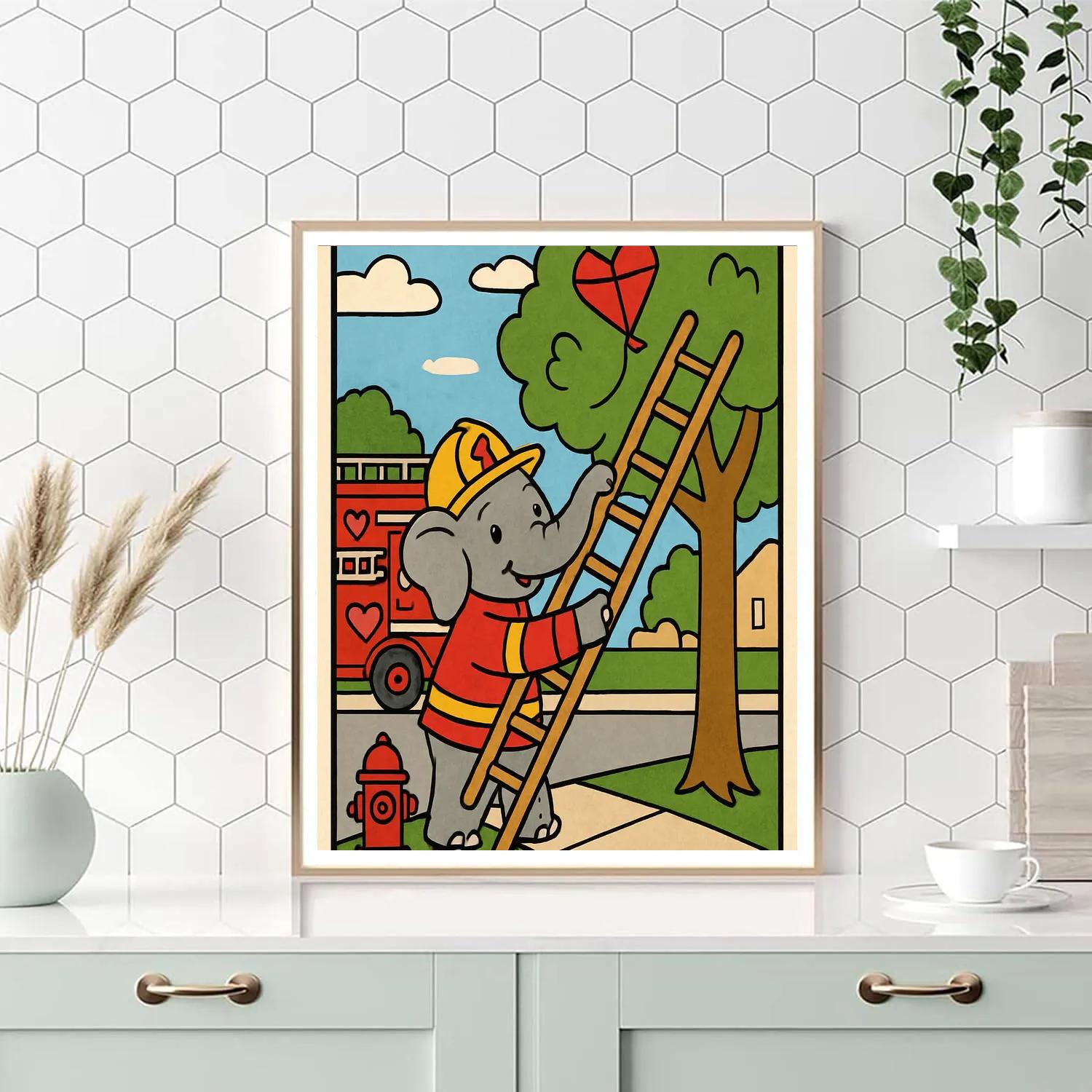 Valentines Day Fire Station Heart Rescue Paint by numbers art