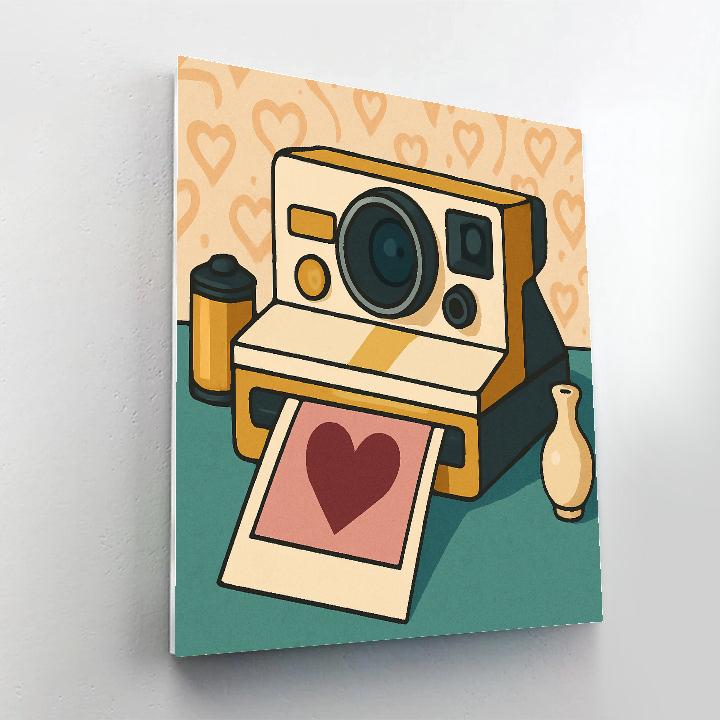 Valentines Day Vintage Camera Heart Flash paint by number