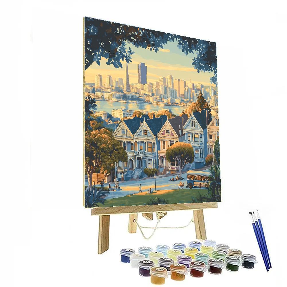 Cable Cars And Painted Ladies Overlook San Francisco United States DIY paint by numbers