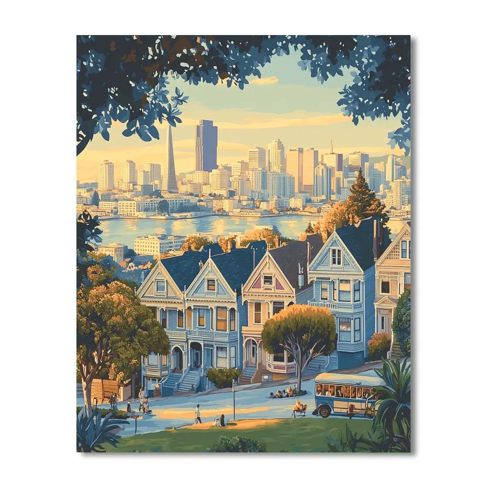 Cable Cars And Painted Ladies Overlook San Francisco United States DIY paint by numbers
