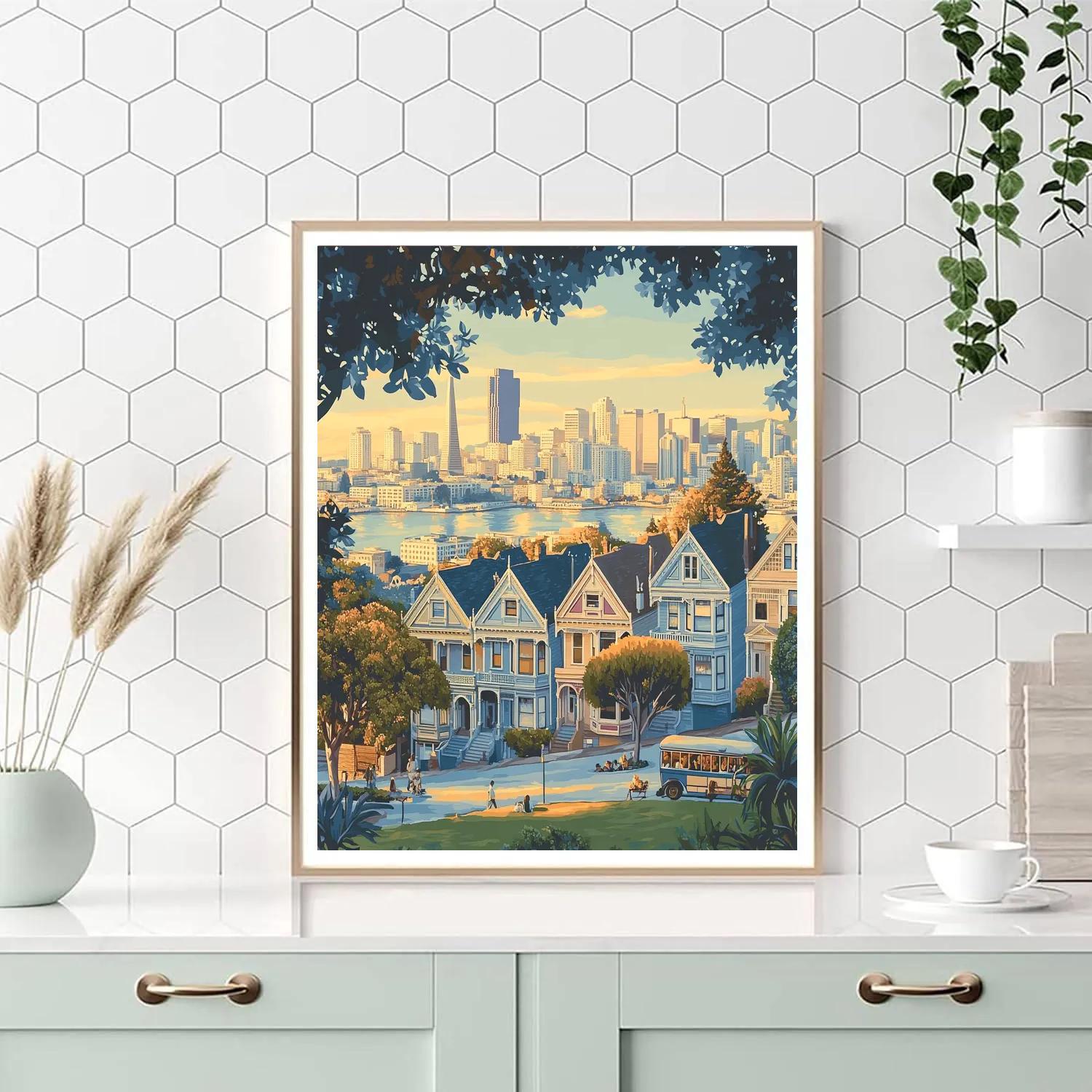 Cable Cars And Painted Ladies Overlook San Francisco United States DIY paint by numbers
