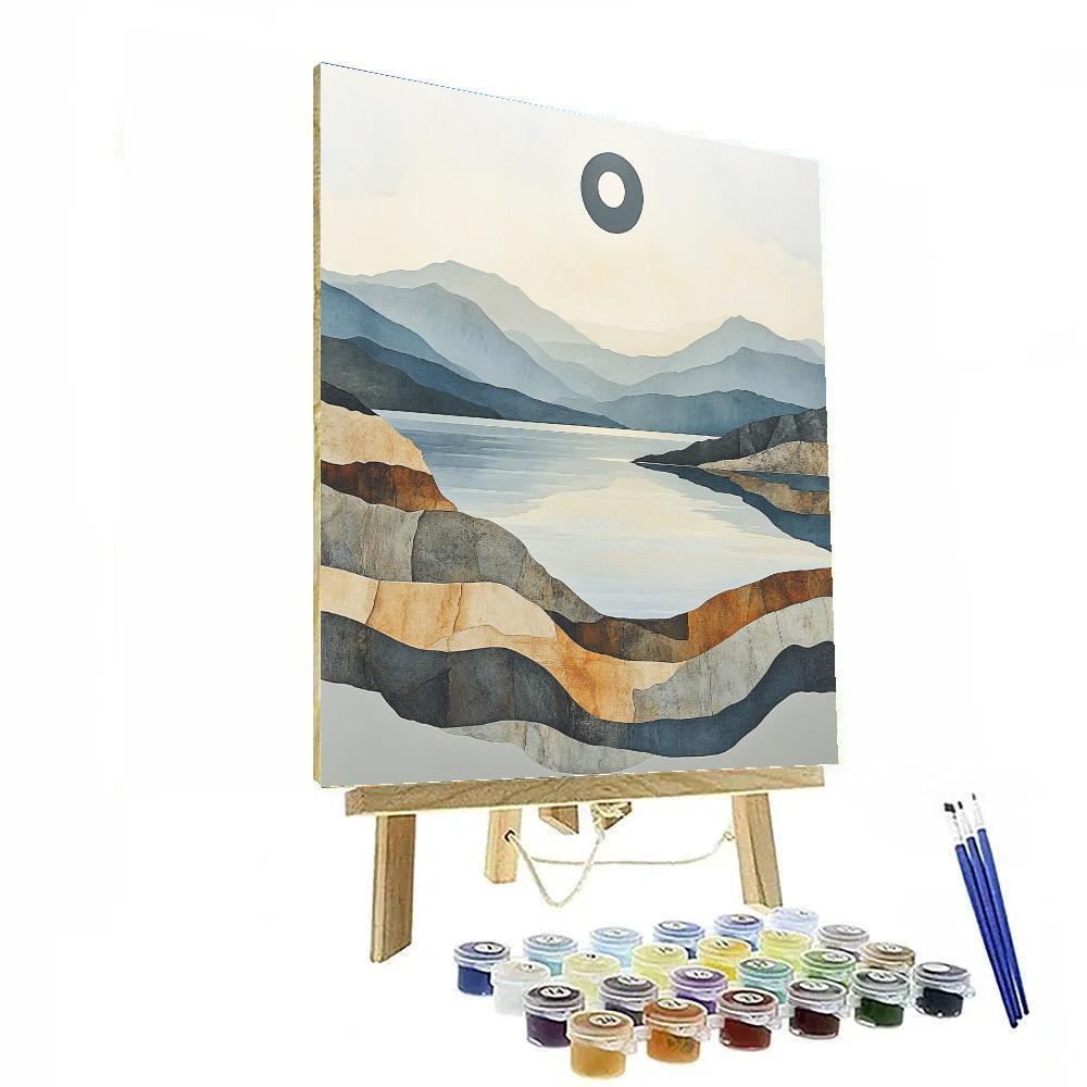 Leonardo Da Vinci Inspired Weathered Mountains And Silent Eclipse Painting by numbers kit