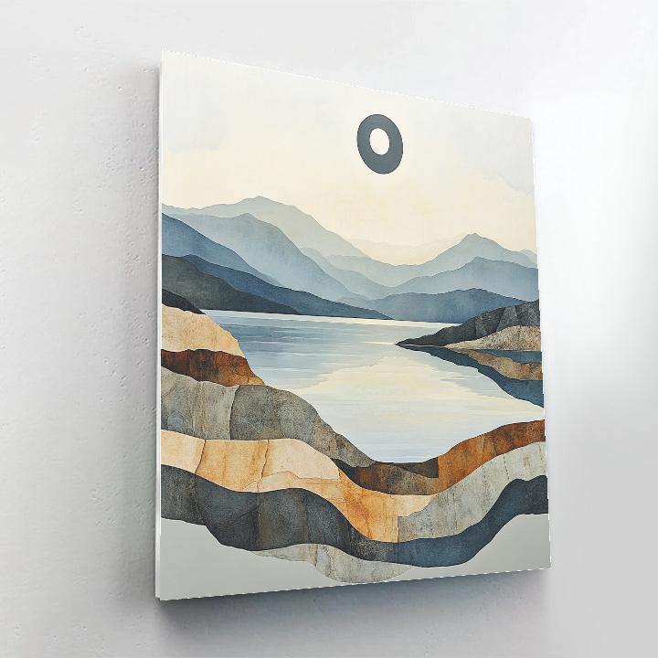 Leonardo Da Vinci Inspired Weathered Mountains And Silent Eclipse Painting by numbers kit