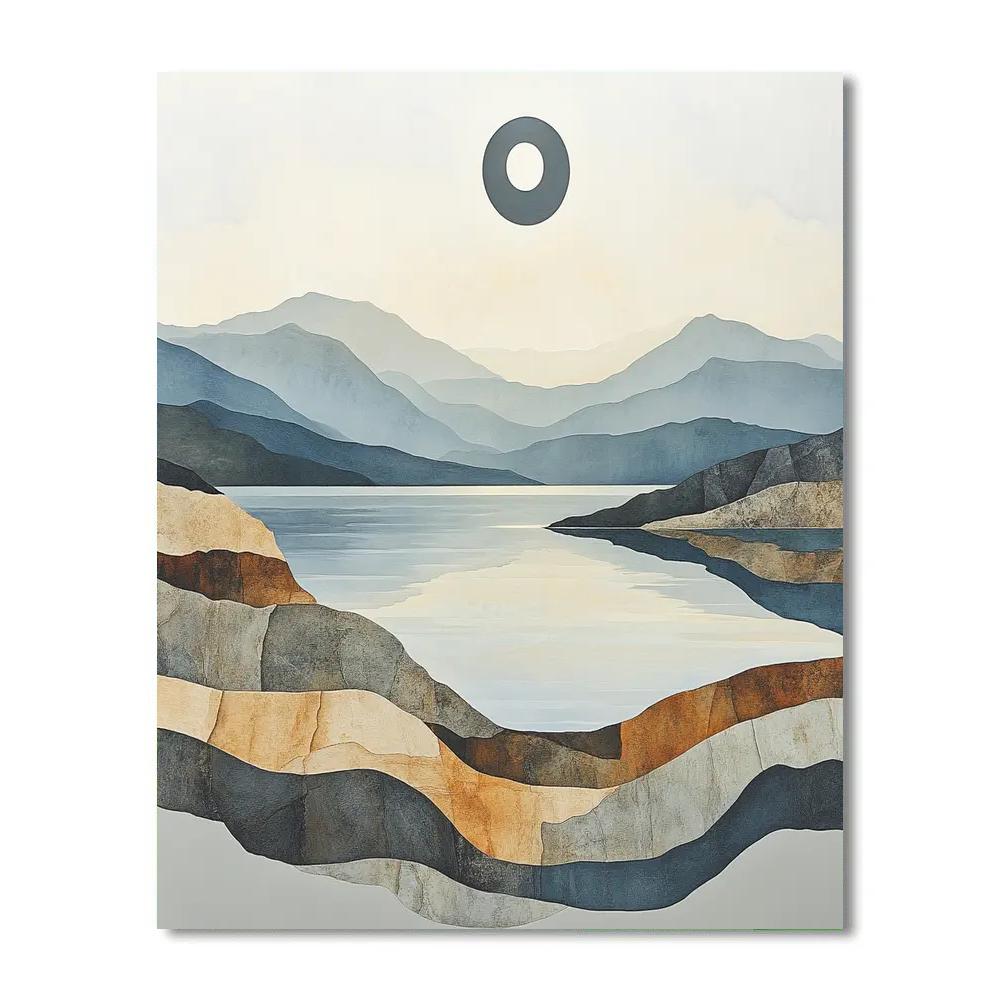 Leonardo Da Vinci Inspired Weathered Mountains And Silent Eclipse Painting by numbers kit
