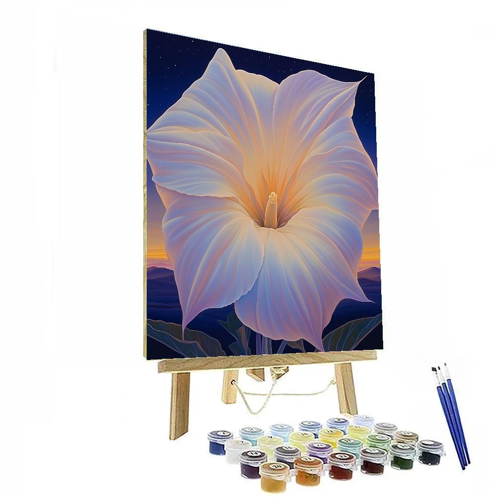 Georgia O’Keeffe Inspired Moonlit Datura Trumpet Bloom paint by number