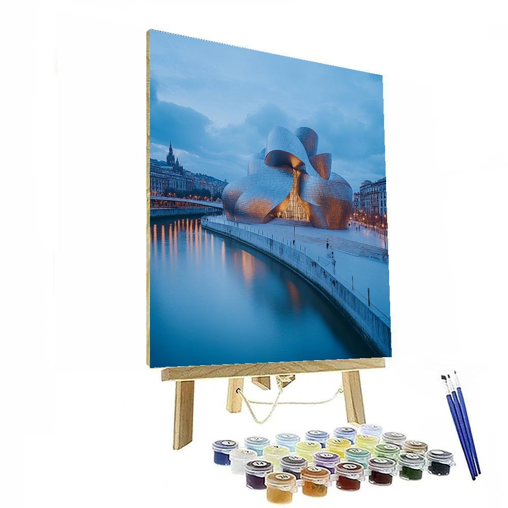 Guggenheim Museum Reflections Bilbao Spain DIY paint by numbers