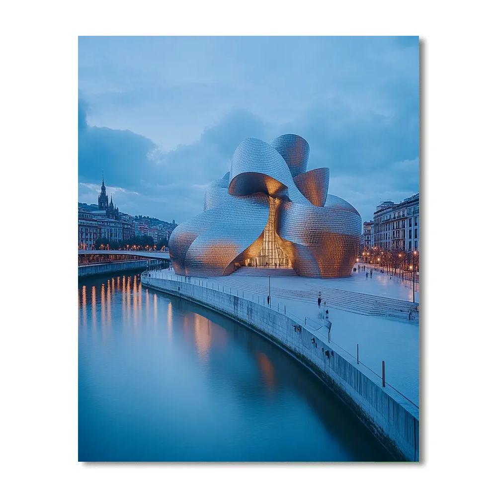 Guggenheim Museum Reflections Bilbao Spain DIY paint by numbers