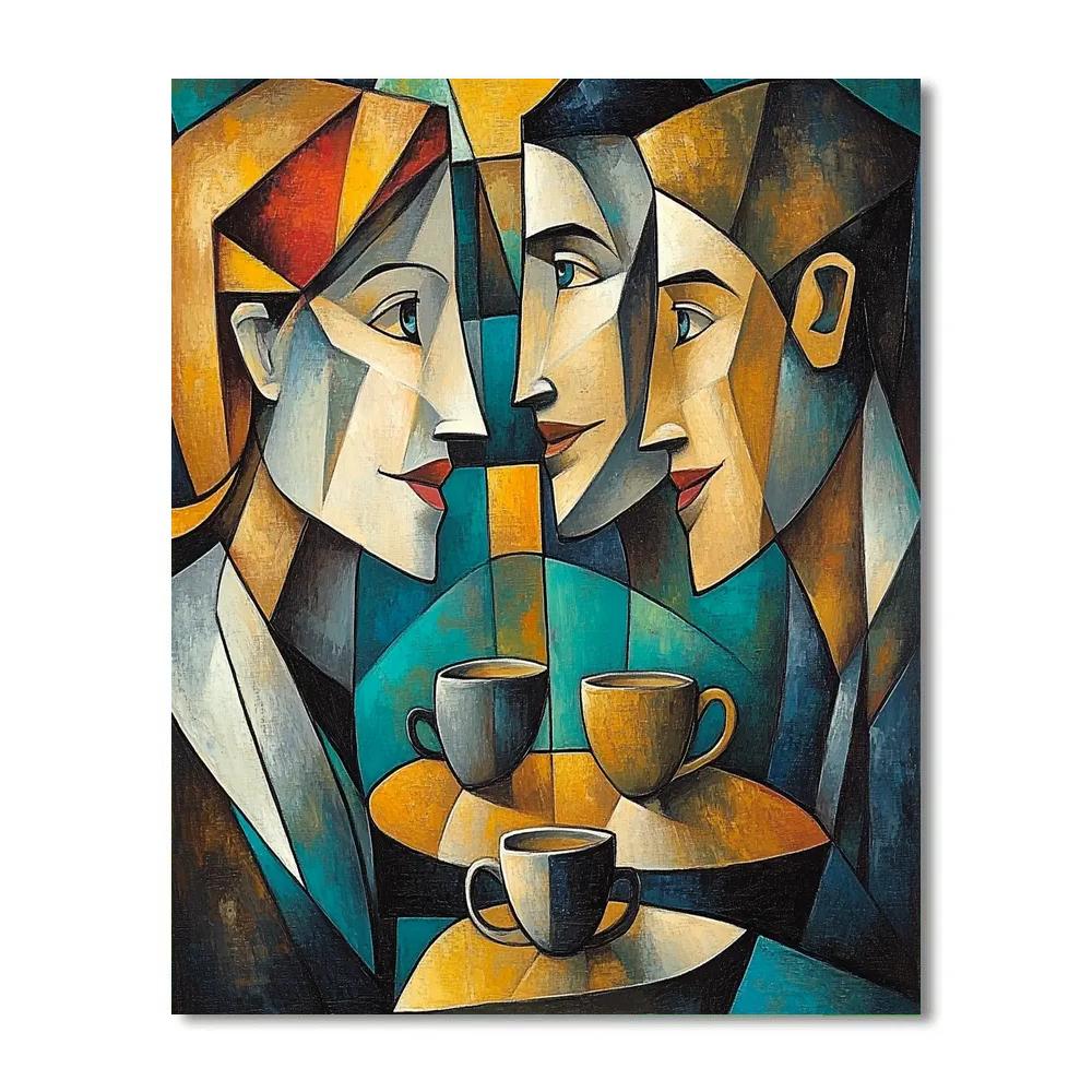 Pablo Picasso Inspired Cubist Coffeehouse Friends Paint by numbers kits