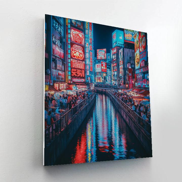 Neon Lanes Of Dotonbori Canal Osaka Japan Painting by numbers kit