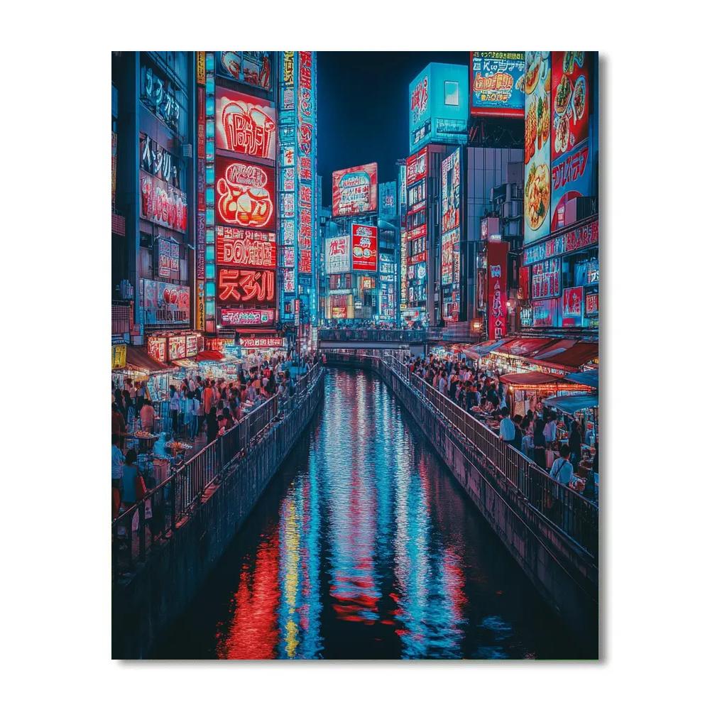 Neon Lanes Of Dotonbori Canal Osaka Japan Painting by numbers kit