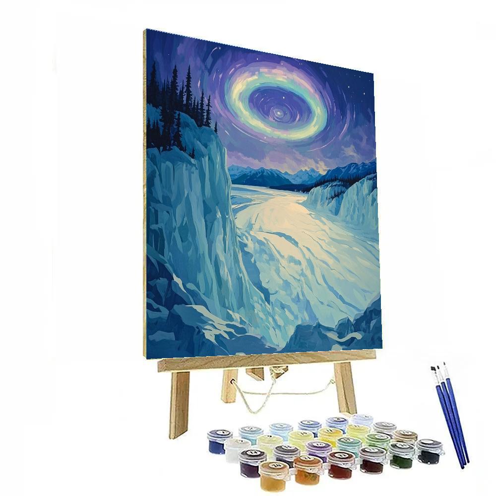 Lawren Harris Inspired Aurora Halo Over Glacier Basin paint by numbers