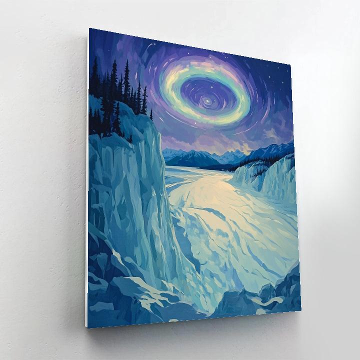 Lawren Harris Inspired Aurora Halo Over Glacier Basin paint by numbers