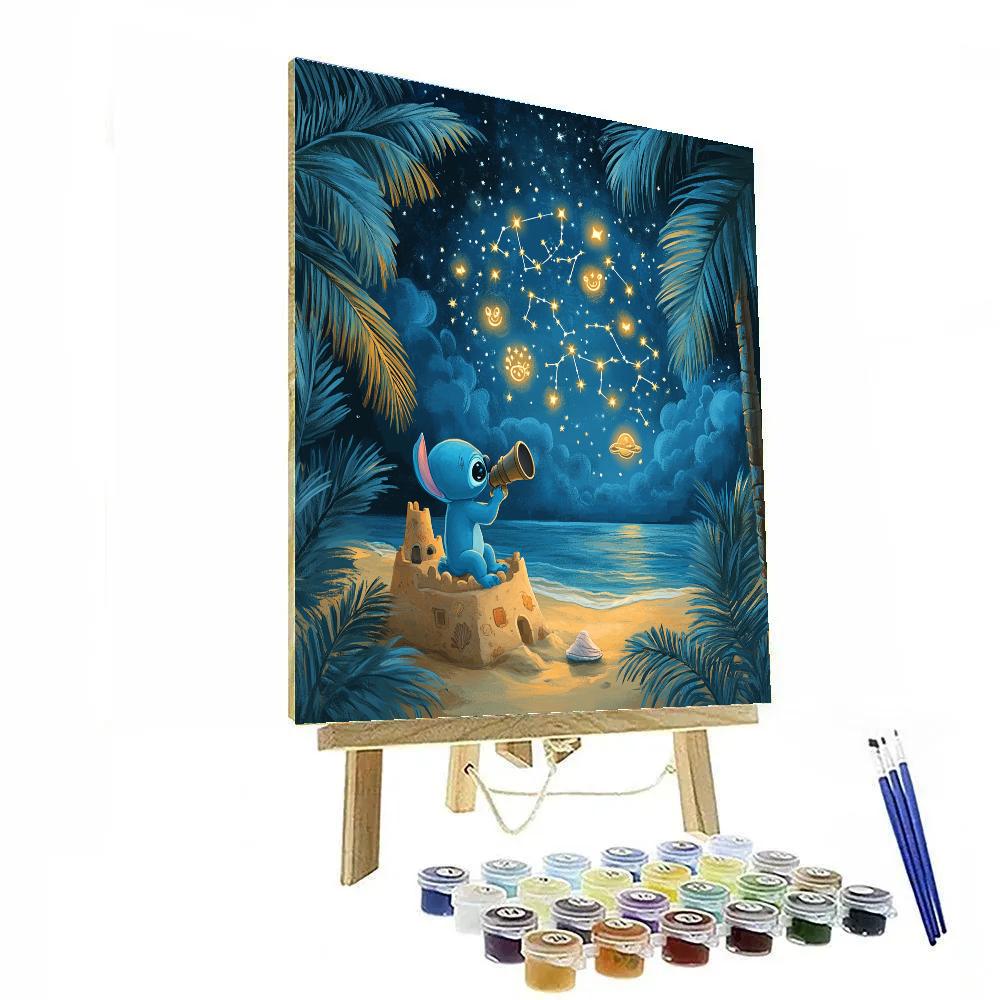 Stitch Tropical Star Map Beach Night paint by numbers