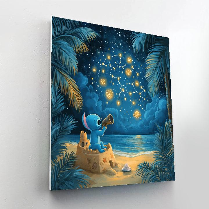 Stitch Tropical Star Map Beach Night paint by numbers