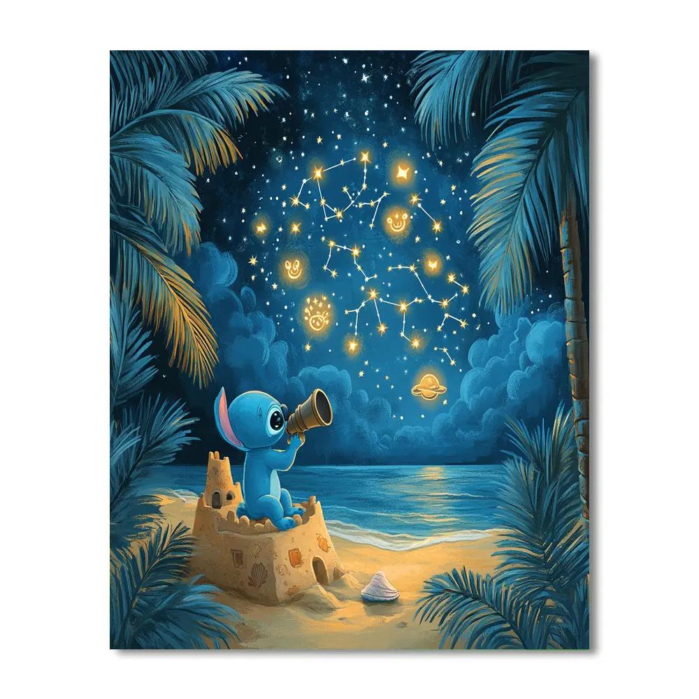 Stitch Tropical Star Map Beach Night paint by numbers