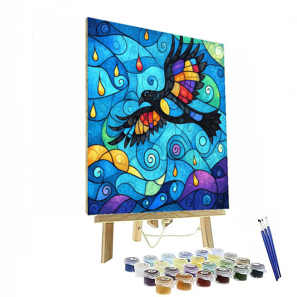 Norval Morrisseau Inspired Thunderbird Of The Rain Spiral paint by numbers