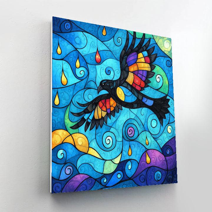 Norval Morrisseau Inspired Thunderbird Of The Rain Spiral paint by numbers