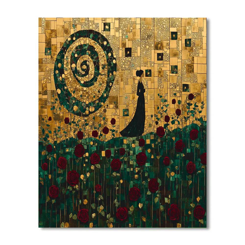 Gustav Klimt Inspired Golden Garden Of Roses Number painting