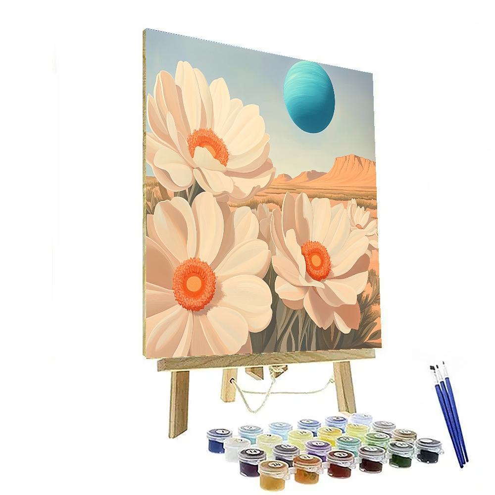 Georgia OKeeffe Inspired Desert Flowers And Distant Planet DIY paint by numbers