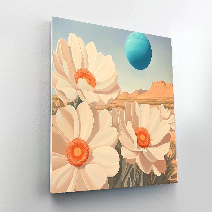 Georgia OKeeffe Inspired Desert Flowers And Distant Planet DIY paint by numbers