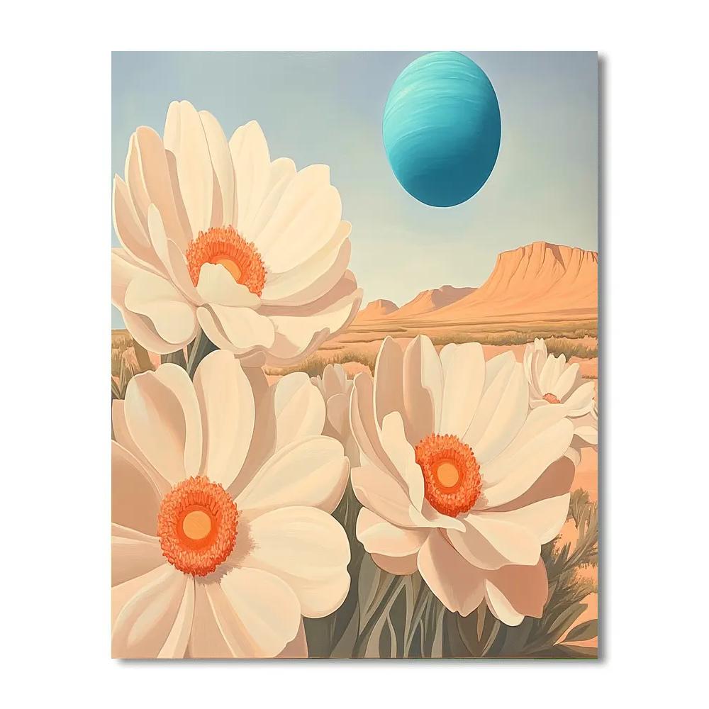 Georgia OKeeffe Inspired Desert Flowers And Distant Planet DIY paint by numbers