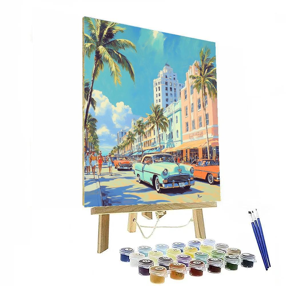 Art Deco Facades On Ocean Drive Miami Beach United States Painting by numbers kit