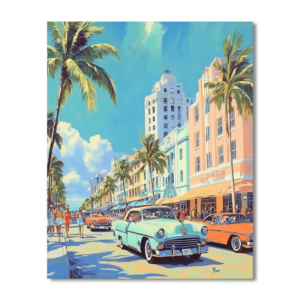 Art Deco Facades On Ocean Drive Miami Beach United States Painting by numbers kit