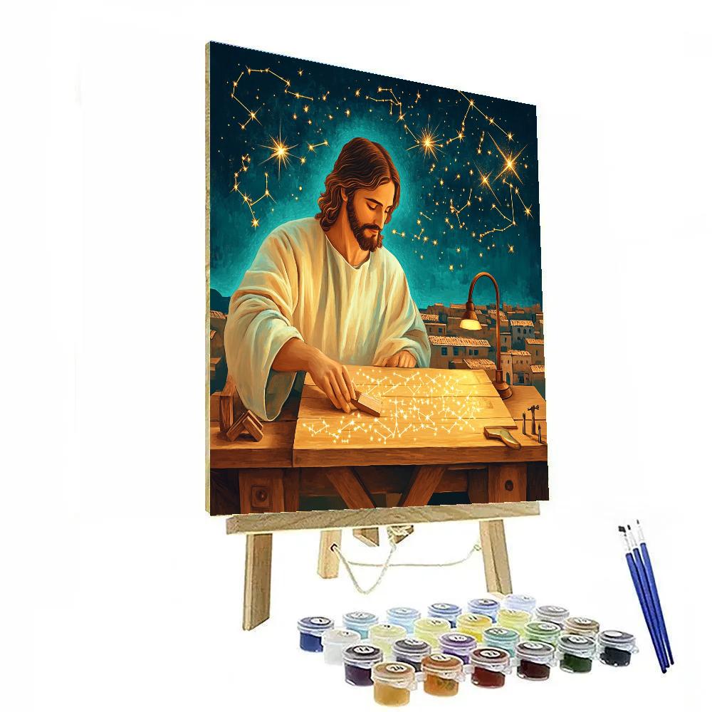 Jesus Starlit Carpenter Workshop DIY paint by numbers