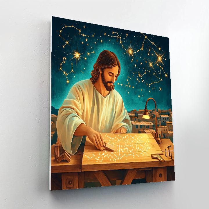 Jesus Starlit Carpenter Workshop DIY paint by numbers