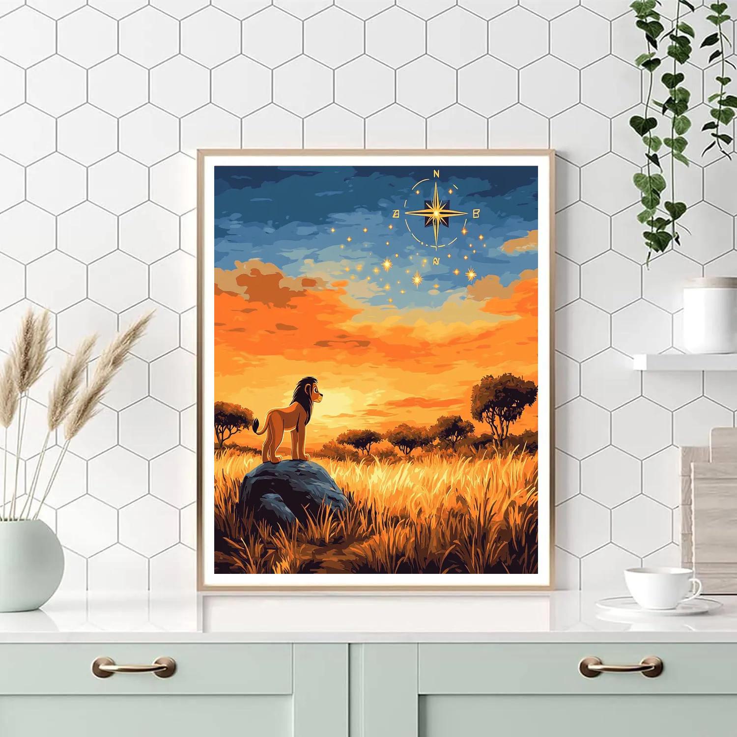 Simba Sunrise Savanna Star Compass painting number kit