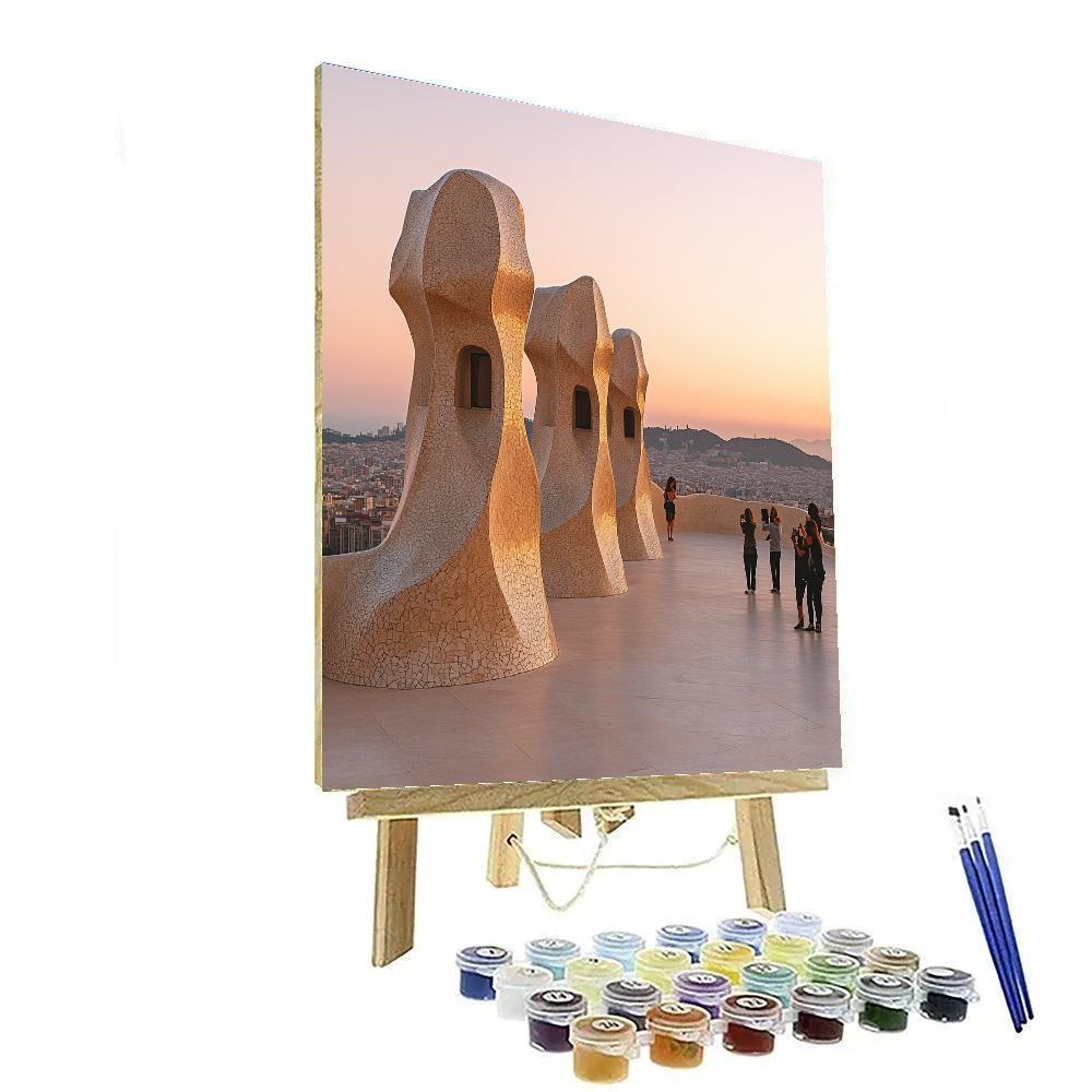 Dune Like Rooftops Of La Pedrera Barcelona Spain Numbered painting kits