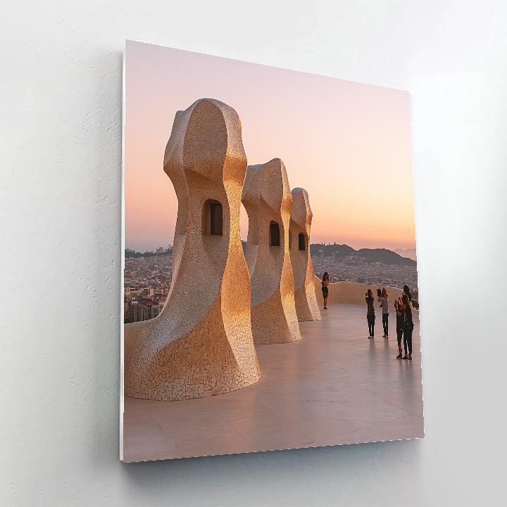 Dune Like Rooftops Of La Pedrera Barcelona Spain Numbered painting kits