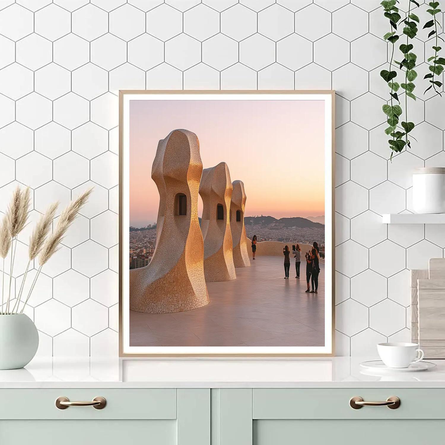 Dune Like Rooftops Of La Pedrera Barcelona Spain Numbered painting kits