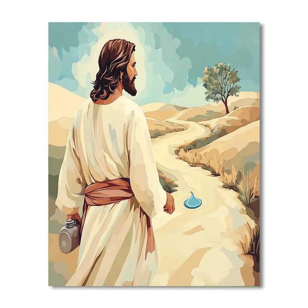 Desert Path With Jesus In The Quiet Wind paint by number