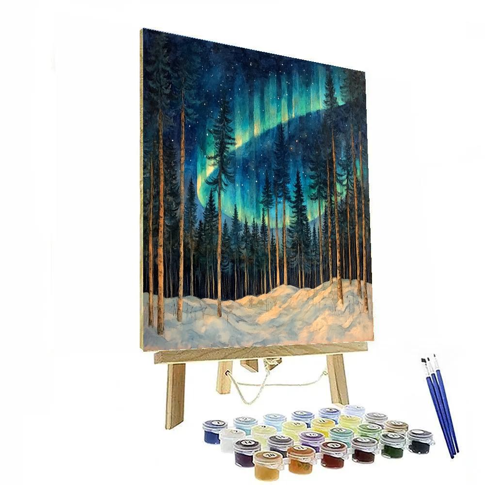 Edgar Degas Inspired Aurora Over Winter Pines Painting by numbers kit