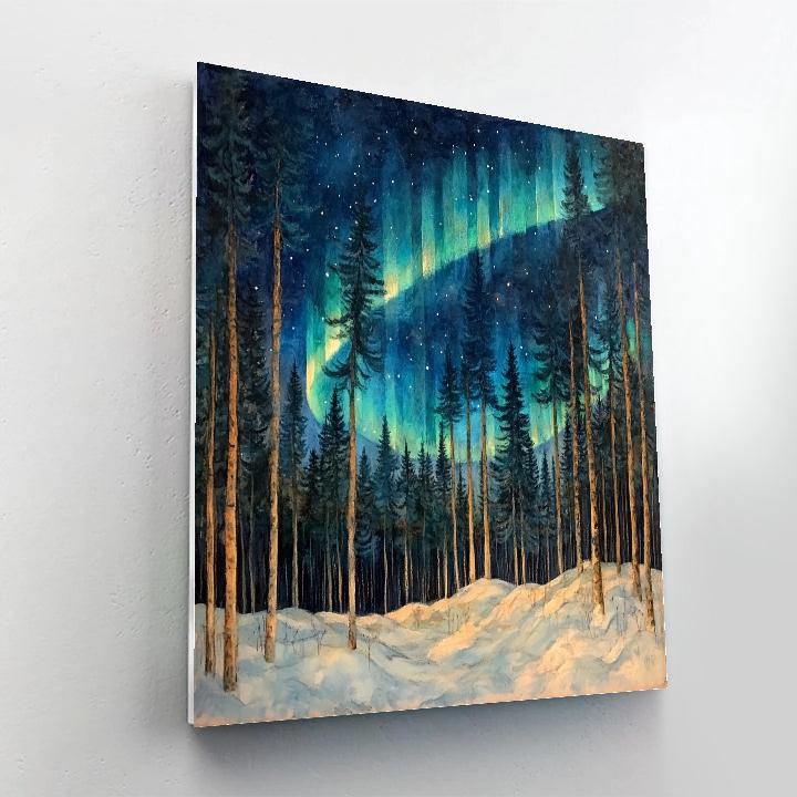 Edgar Degas Inspired Aurora Over Winter Pines Painting by numbers kit