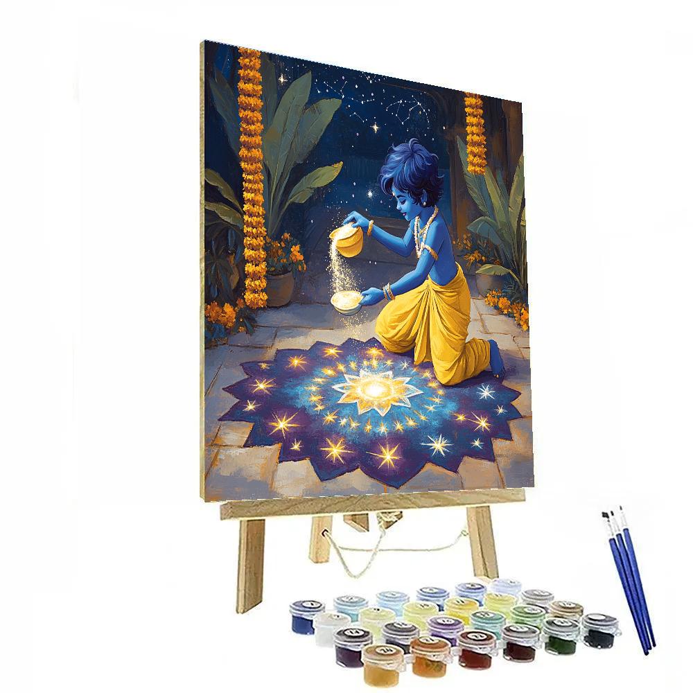 Krishna Painting Rangoli With Starlit Powders paint by numbers
