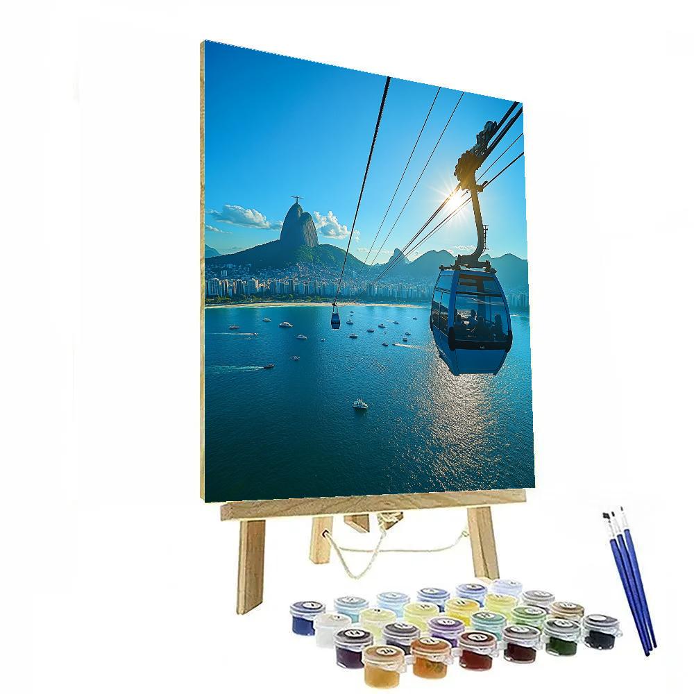 Cable Car Over Sugarloaf Bay View Rio De Janeiro Brazil paint by number