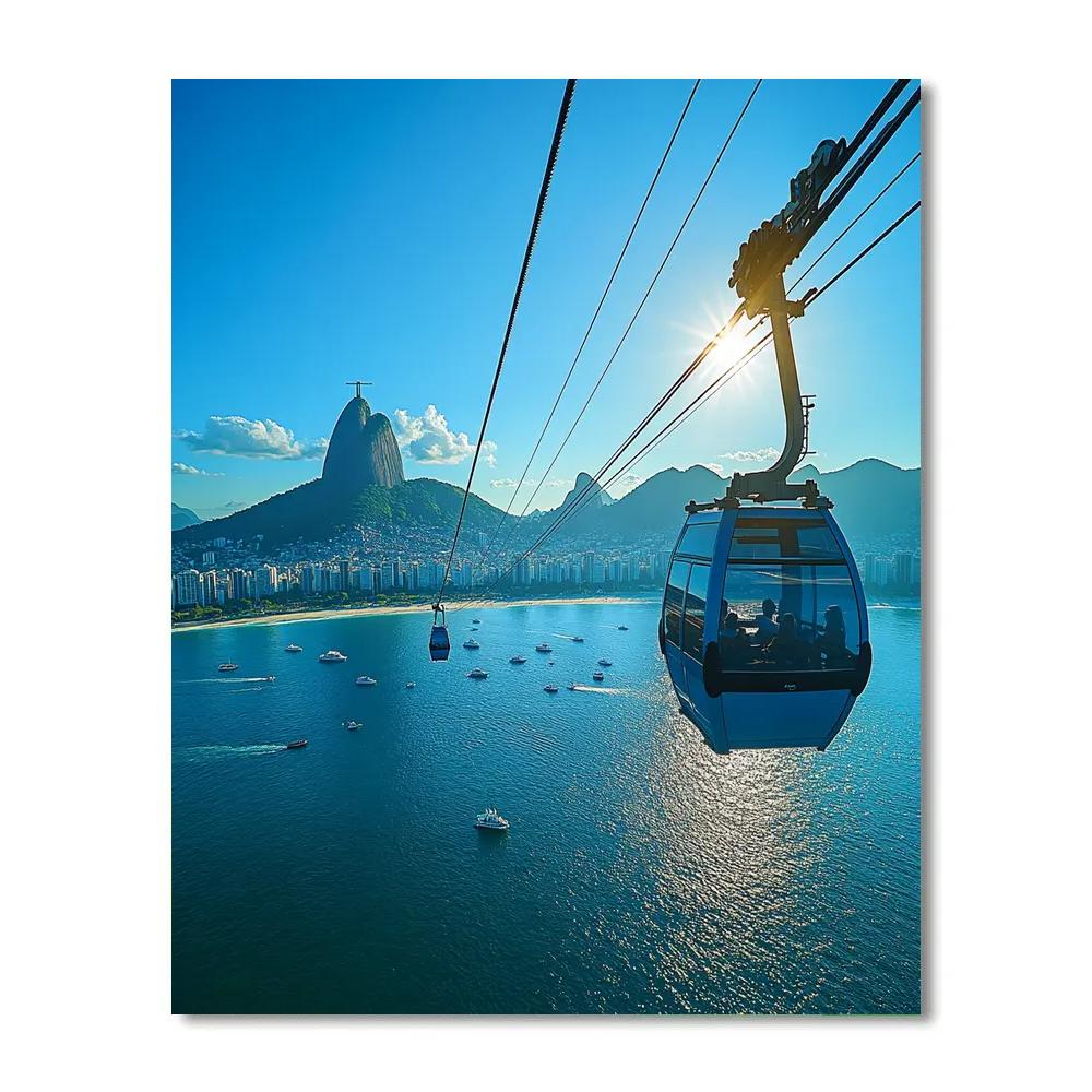 Cable Car Over Sugarloaf Bay View Rio De Janeiro Brazil paint by number