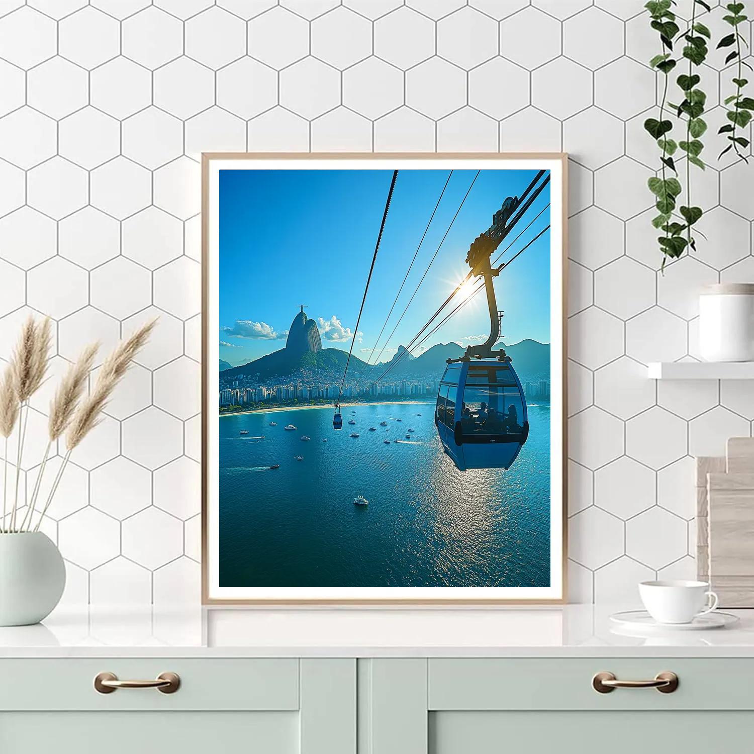 Cable Car Over Sugarloaf Bay View Rio De Janeiro Brazil paint by number