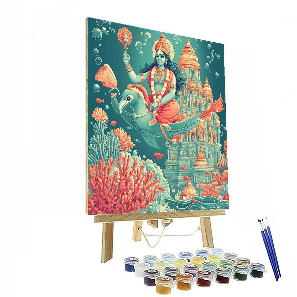 Vishnu And Garuda Above The Coral Kingdom Painting by numbers kit