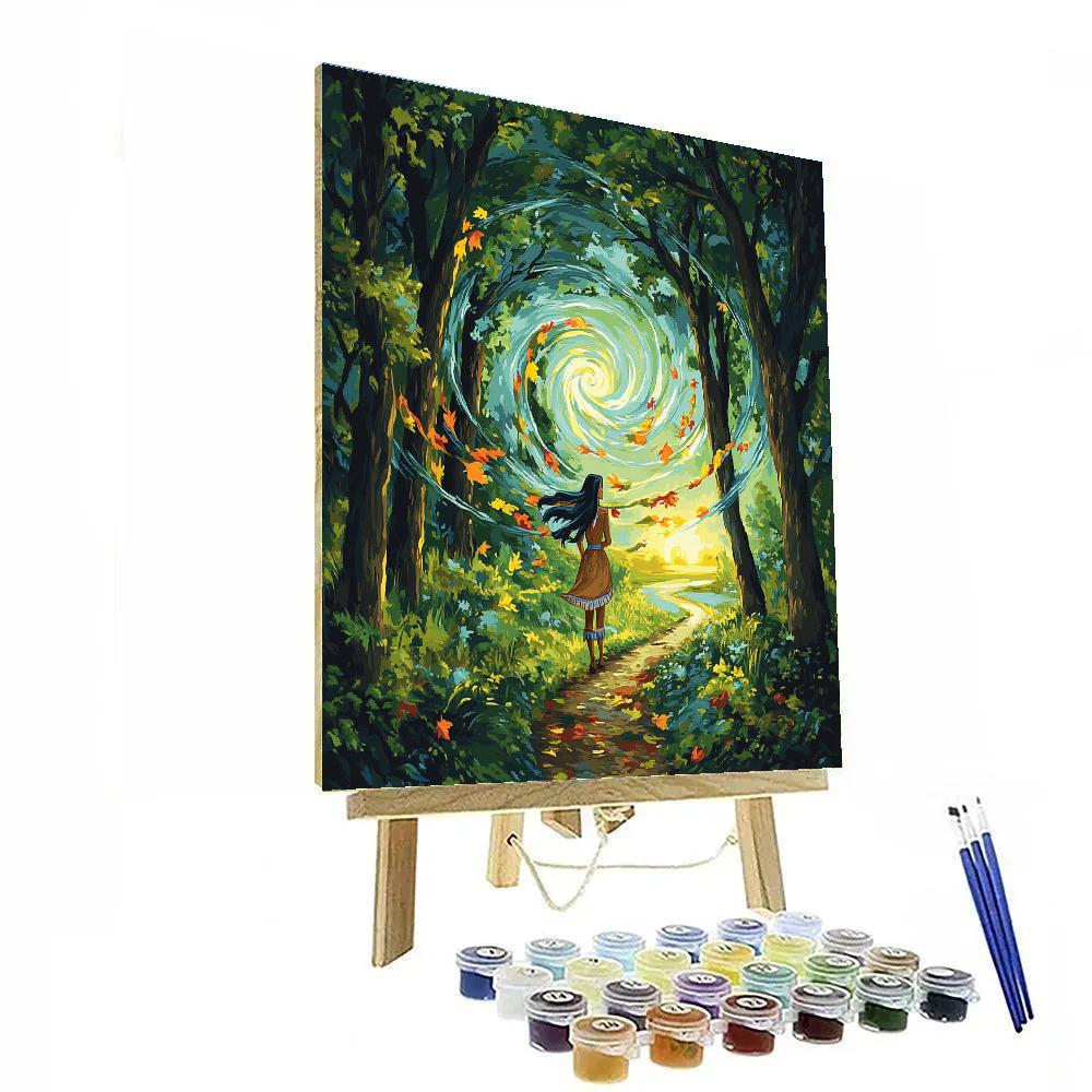 Pocahontas Wind Spiral Forest Trail paint by color