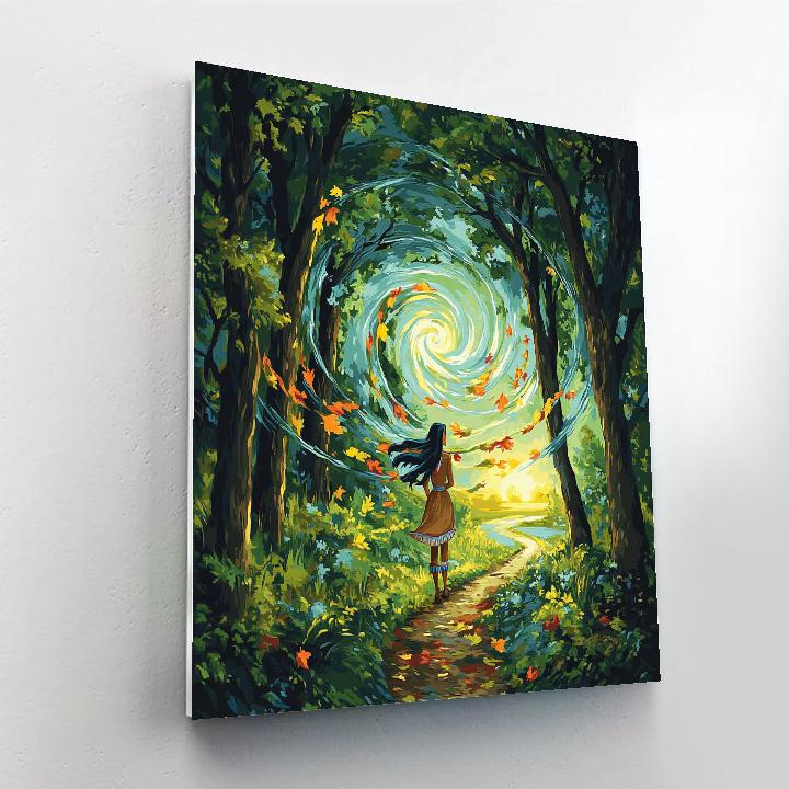 Pocahontas Wind Spiral Forest Trail paint by color